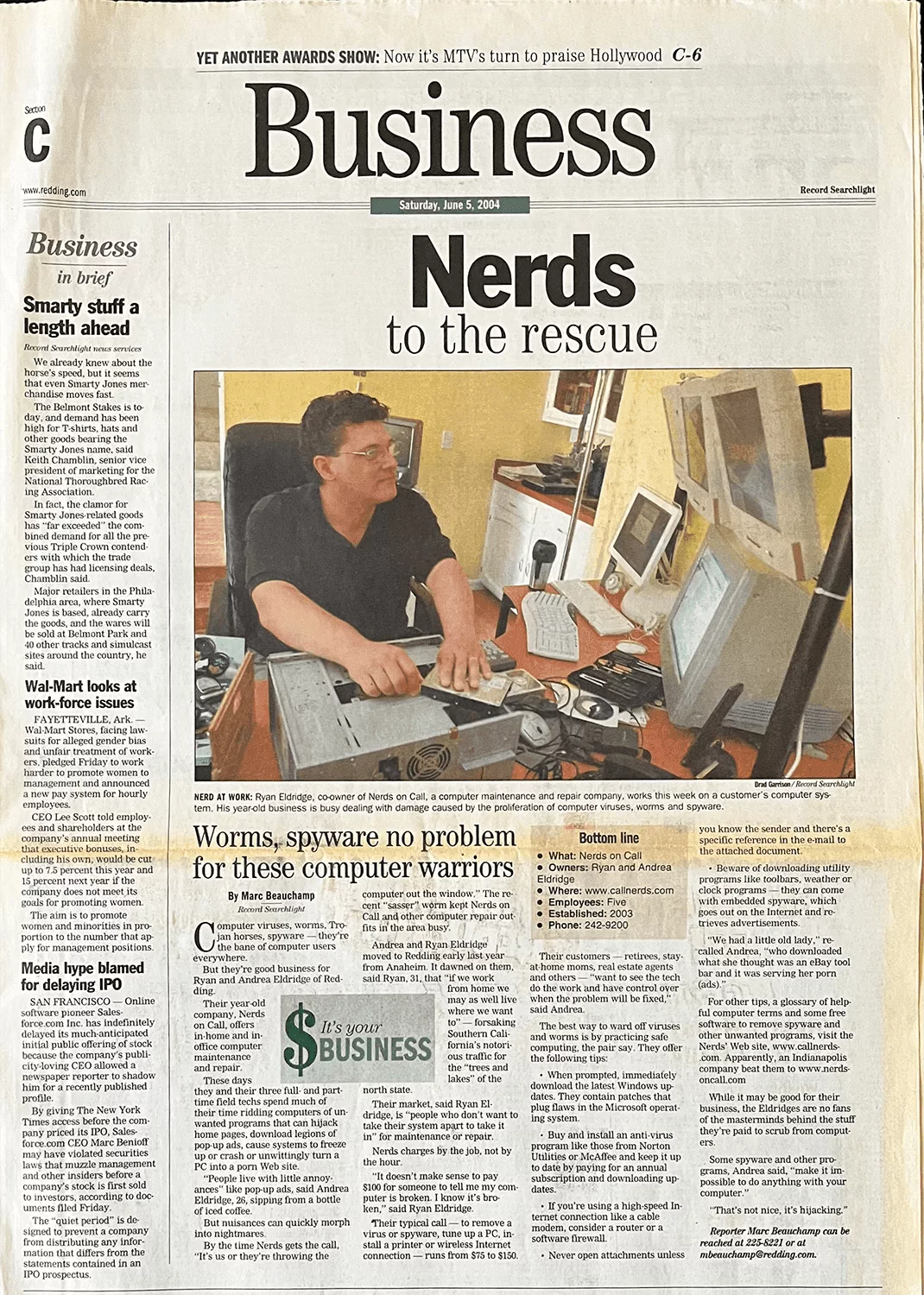 newspaper featuring Nerds On Call