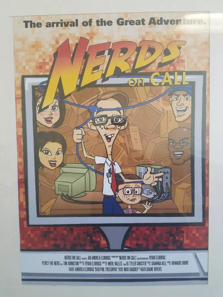 A poster inside the Nerds On Call Computer Repair Fresno location