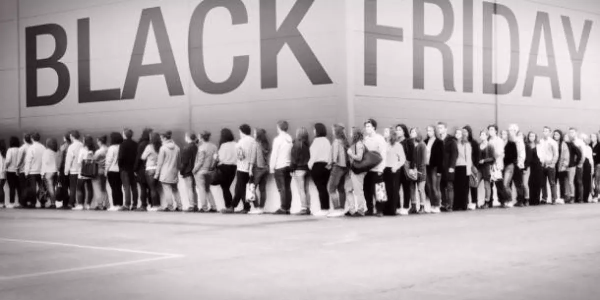 People standing in line for Black Friday sale