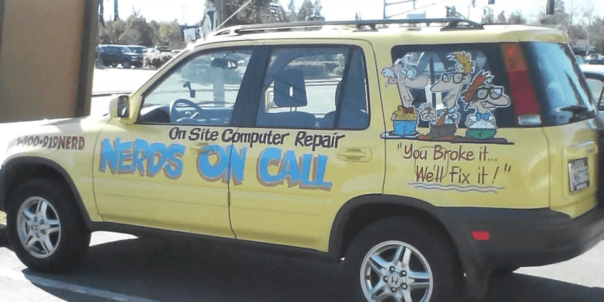 Nerds on Call car going out to for computer repair in Redding
