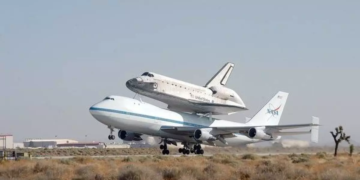 Space shuttle on NASA plane